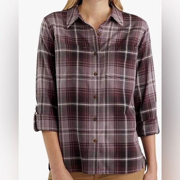 Carhartt WMN Fairview Plaid Roll Tab Convertible Slv Western Fall Shirt M 8/10 - Picture 1 of 9